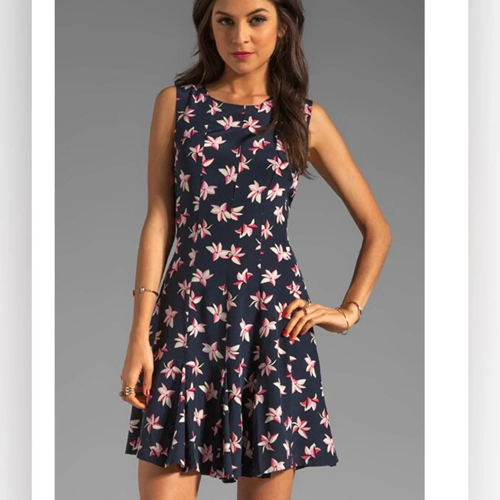 Joie Medina Navy and Pink Tropical Floral Mini Dress - Picture 1 of 10